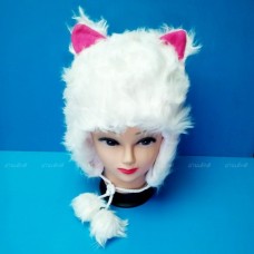 ko-fancy-39 หมวกแฟนซี หมวกแฟชั่นหูแมว สีขาว